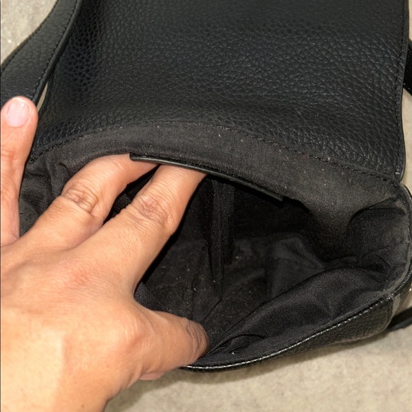 Express Pebble Pleather Black Crossbody Bag with Silver Detail - Picture 6 of 7